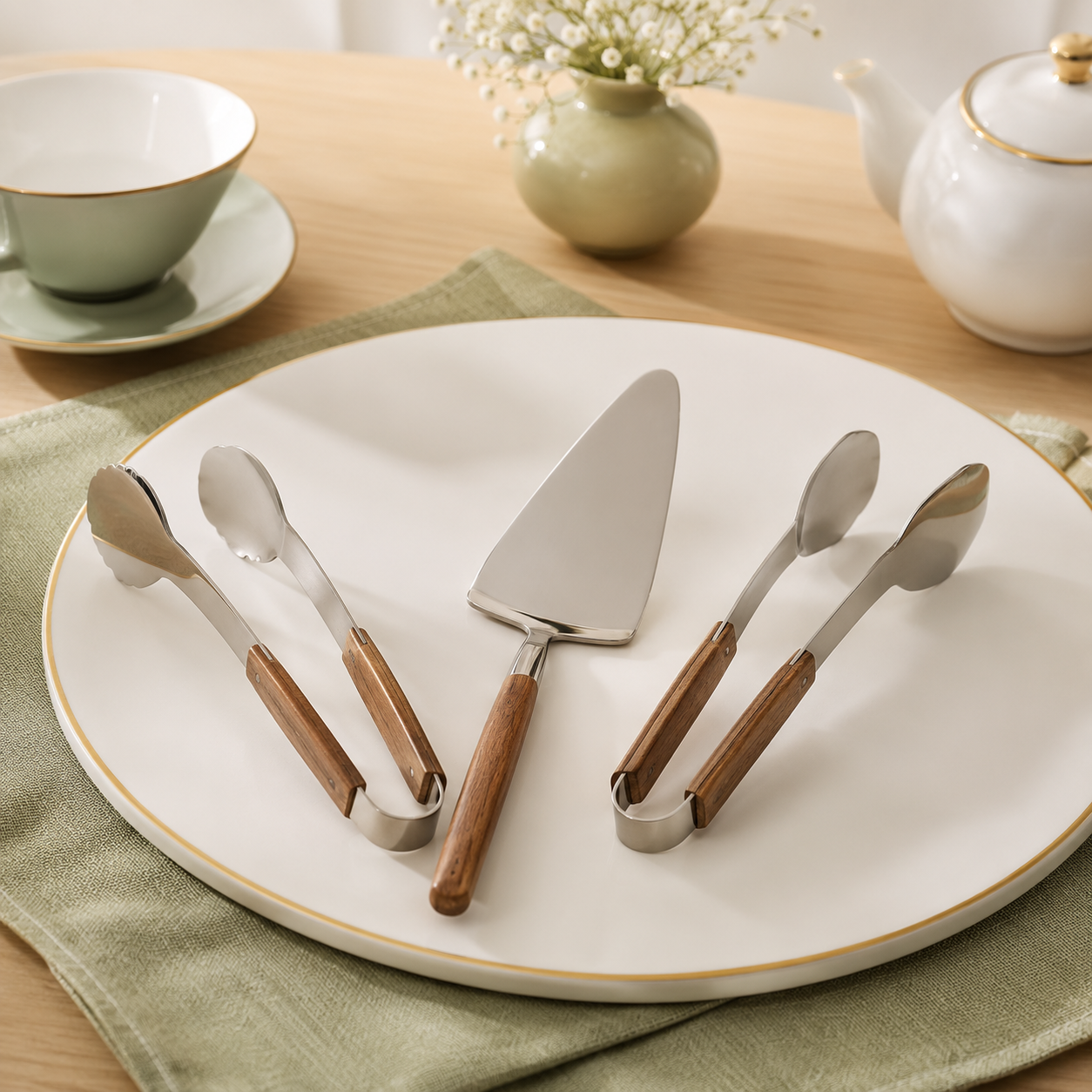 Cake Slice & Serving Tongs Set